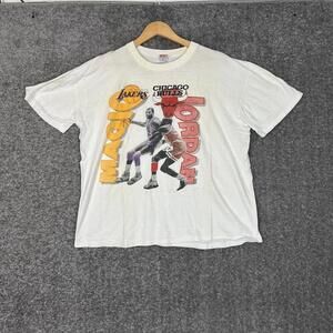 Michael Jordan Magic Johnson Lakers Vs Bulls T Shirt Mens Xl White 90S